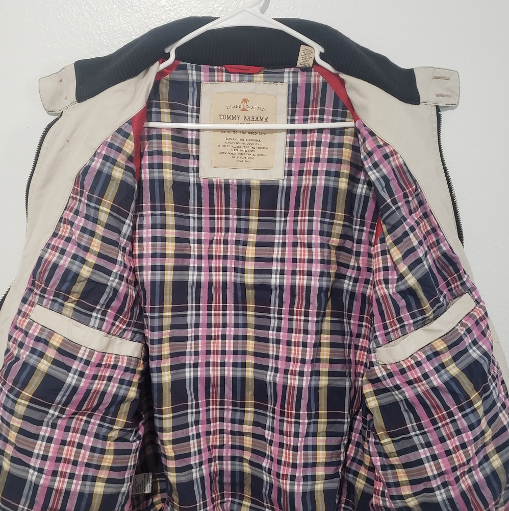 Tommy Bahama Plaid Lined Bomber Jacket Size XL